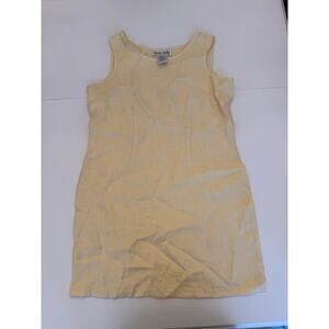 Vintage 100% Linen Butter Yellow Sleeveless Dress Victoria Holley Lagenlook
